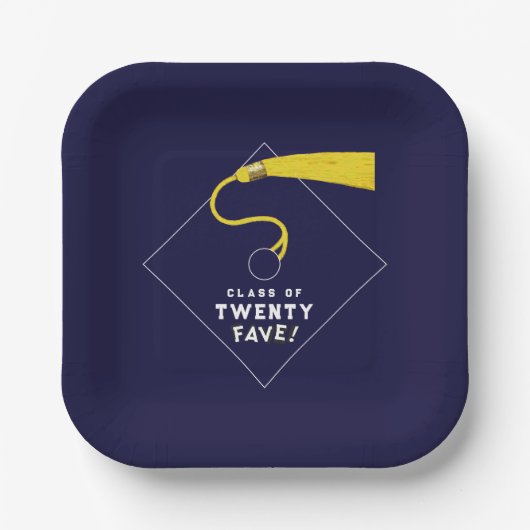 Afstuderen 2025 Navy Blue Party Papieren Bordje (Voorkant)