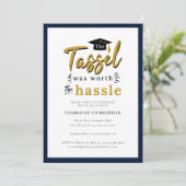 Afstuderen 2025 Navy Blue Photo Afstudeerder Party Kaart (Staand voorkant)