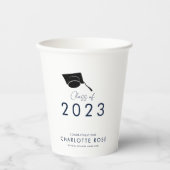 Afstuderen 2025 Navy Blue Script Afstudeerder Part Papieren Bekers (Voorkant)