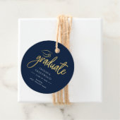 Afstuderen 2025 Navy Blue Script Custom Bedankjes Labels (In situ)