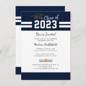 Afstuderen 2025 Navy Blue Simple Kaart (Voorkant / Achterkant)