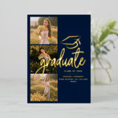 Afstuderen 2025 Navy Photo Gold Foil Aankondiging
