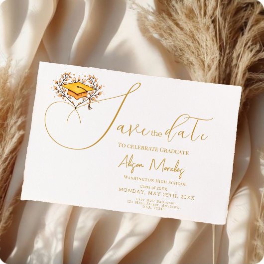 Afstuderen 2025 Opslaan De datum Goud Pet Save The Date