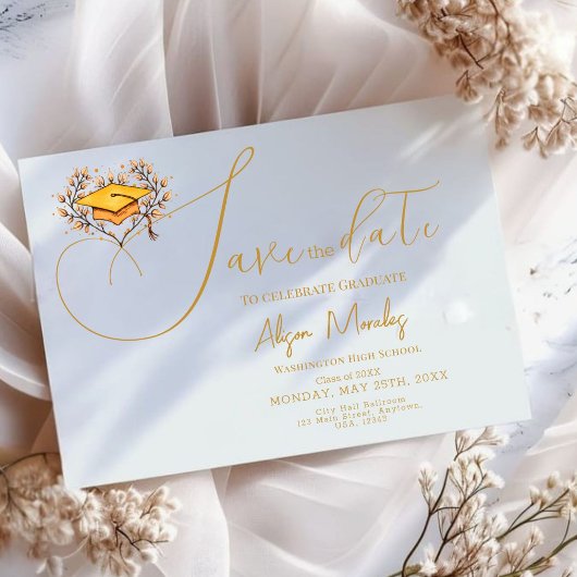 Afstuderen 2025 Opslaan De datum Goud Pet Save The Date