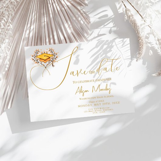 Afstuderen 2025 Opslaan De datum Goud Pet Save The Date