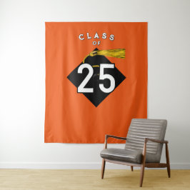 Afstuderen 2025 Oranje foto achtergrond Wandkleed