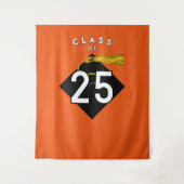 Afstuderen 2025 Oranje foto achtergrond Wandkleed (Voorkant)