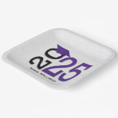 Afstuderen 2025 Paarse en zwarte op hout Papieren Bordje (Gebogen)