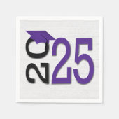 Afstuderen 2025 Paarse en zwarte op hout Servet (Voorkant)