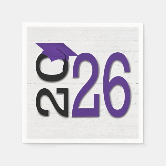 Afstuderen 2025 Paarse en zwarte op hout Servet (Voorkant)