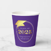 Afstuderen 2025 Paarse Faux Metallic Gold Papieren Bekers (Voorkant)
