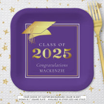 Afstuderen 2025 Paarse Faux Metallic Gold
