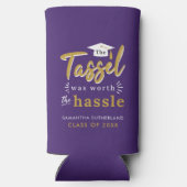 Afstuderen 2025 Paarse kwastje was de moeite waard Seltzer Blikjeskoeler (Achterkant)