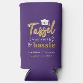 Afstuderen 2025 Paarse kwastje was de moeite waard Seltzer Blikjeskoeler (Voorkant)