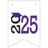 Afstuderen 2025 Paarse Pet op zwart Vlaggetjes (Derde vlag)