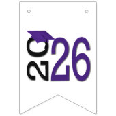 Afstuderen 2025 Paarse Pet op zwart Vlaggetjes (Eerste vlag)