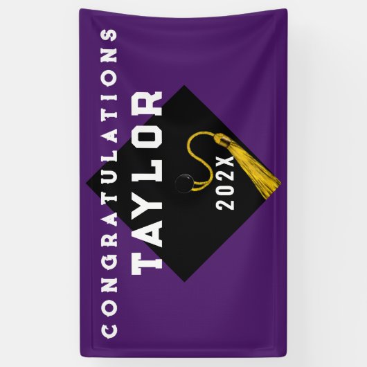 Afstuderen 2025 Paarse Spandoek (Verticaal)