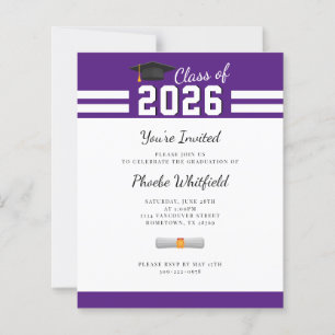 Afstuderen 2025 Paarse Witte Afstudeerder Uitnodig