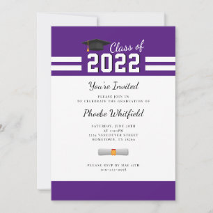 Afstuderen 2025 Paarse Witte Eenvoudige Afstudeerd Kaart