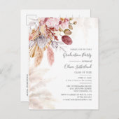 Afstuderen 2025 Pampas Grass Afstudeerder Party Uitnodiging Briefkaart (Voorkant / Achterkant)