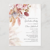 Afstuderen 2025 Pampas Grass Afstudeerder Party Uitnodiging Briefkaart (Voorkant)