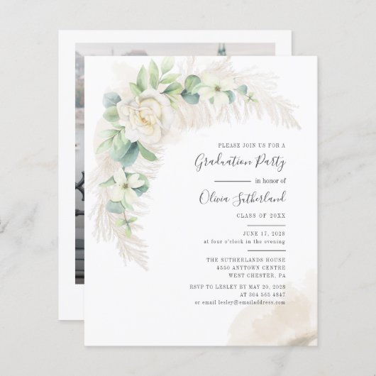 Afstuderen 2025 Pampas Grass Fotouitnodiging (Voorkant / Achterkant)