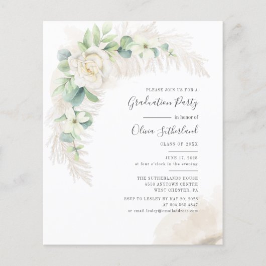 Afstuderen 2025 Pampas Grass Fotouitnodiging (Voorkant)