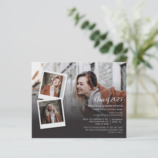 Afstuderen 2025 Party Open Huis Fotouitnodiging (Staand voorkant)