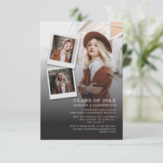 Afstuderen 2025 Photo Collage Afstudeerder Party Kaart (Staand voorkant)