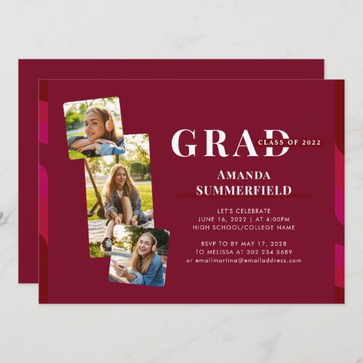 Afstuderen 2025 Photo Collage Afstudeerder Party Kaart (Voorkant / Achterkant)