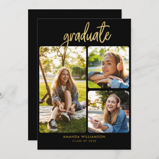 Afstuderen 2025 Photo Collage Afstudeerder Party Kaart (Voorkant / Achterkant)