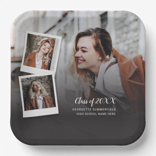 Afstuderen 2025 Photo Collage Afstudeerder Party Papieren Bordje (Voorkant)
