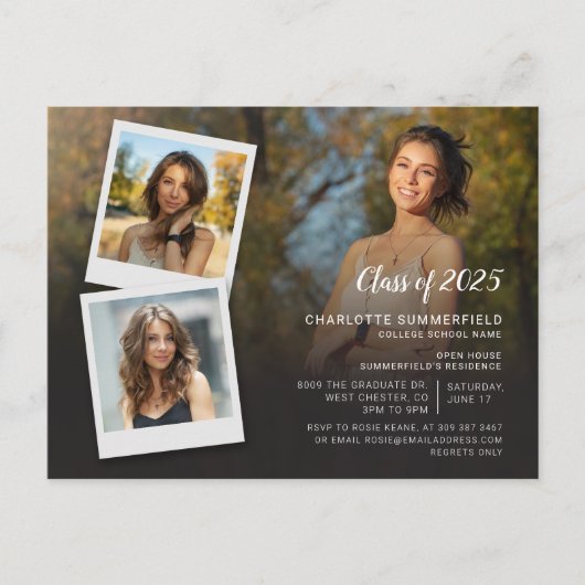 Afstuderen 2025 Photo Collage Afstudeerder Party Uitnodiging Briefkaart (Voorkant)