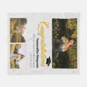 Afstuderen 2025 Photo Collage Gold Afstuderen Fleece Deken (Voorkant (Horizontaal))