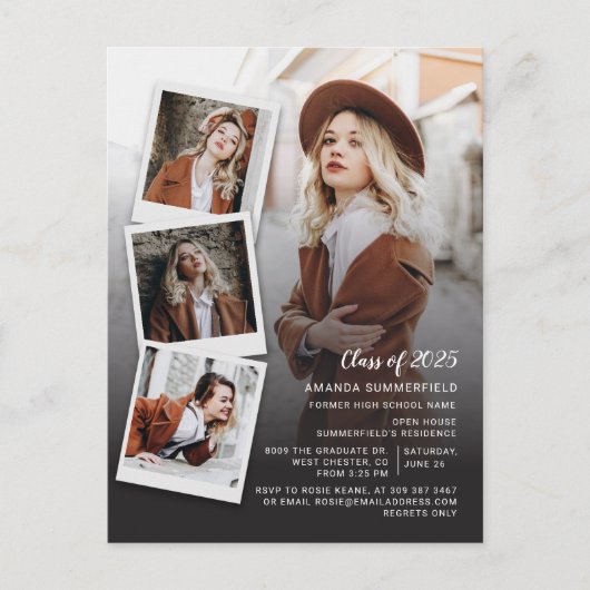 Afstuderen 2025 Photo Collage Script Afstudeerder  Uitnodiging Briefkaart (Voorkant)