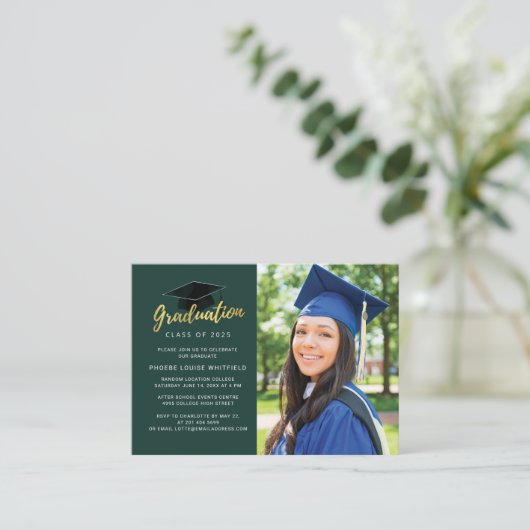 Afstuderen 2025 Photo Mini Party Uitnodiging Informatiekaartje (Staand voorkant)