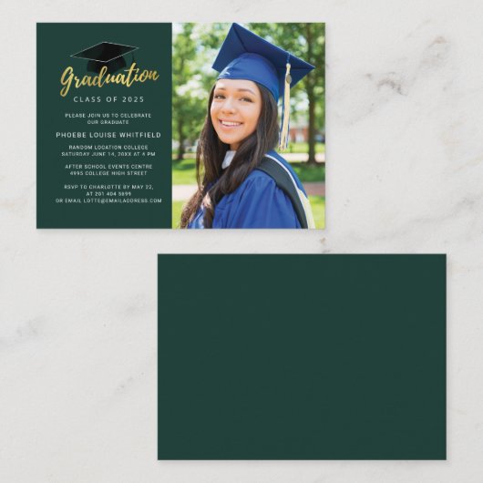 Afstuderen 2025 Photo Mini Party Uitnodiging Informatiekaartje (Voorkant / Achterkant)