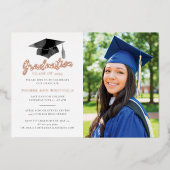 Afstuderen 2025 Photo Party Gold Folie Uitnodiging (Voorkant)