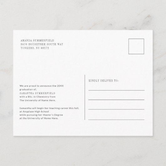 Afstuderen 2025 Photo Script-Afstudeerder Aankondigingskaart (Achterkant)