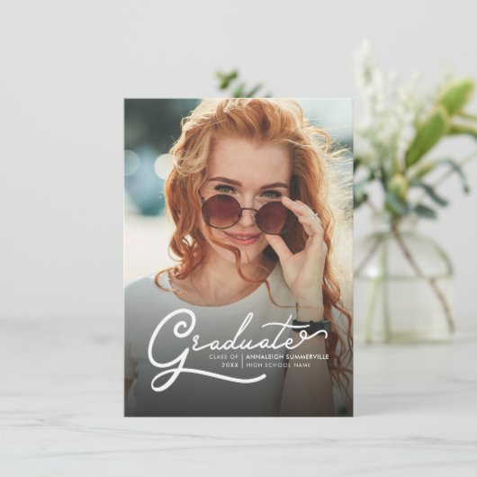 Afstuderen 2025 Photo Script Afstudeerder Party Kaart (Staand voorkant)