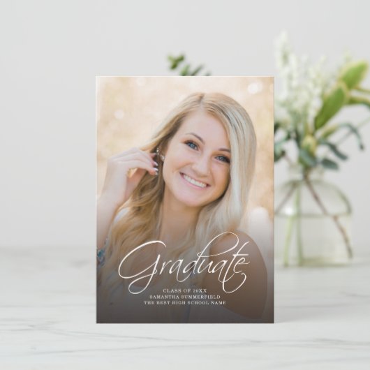 Afstuderen 2025 Photo Script Afstudeerder Party Kaart (Staand voorkant)