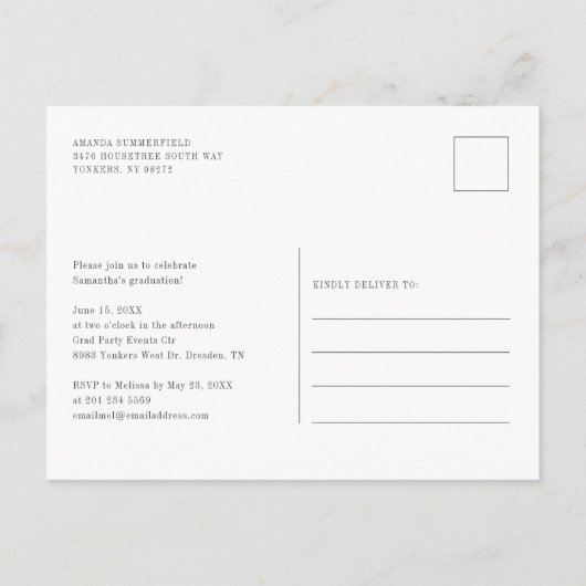 Afstuderen 2025 Photo Script Afstudeerder Party Uitnodiging Briefkaart (Achterkant)