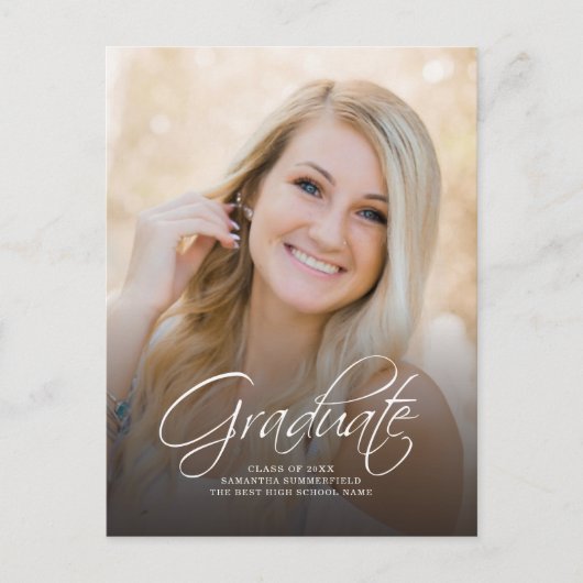 Afstuderen 2025 Photo Script Afstudeerder Party Uitnodiging Briefkaart (Voorkant)