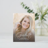 Afstuderen 2025 Photo Script Afstudeerder Party Uitnodiging Briefkaart (Staand voorkant)