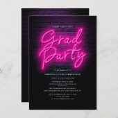 Afstuderen 2025 Pink Neon Afstudeerder Party Kaart (Voorkant / Achterkant)