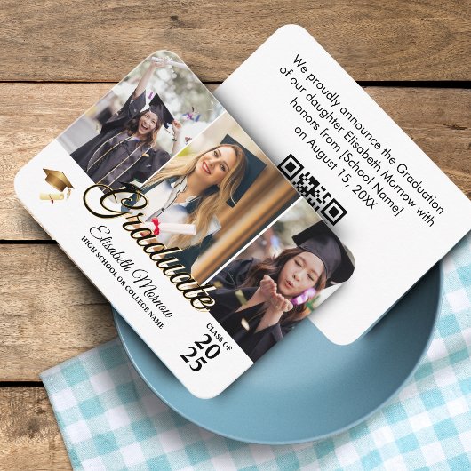 Afstuderen 2025 QR Code Aankondiging Kaart - 3 Fot