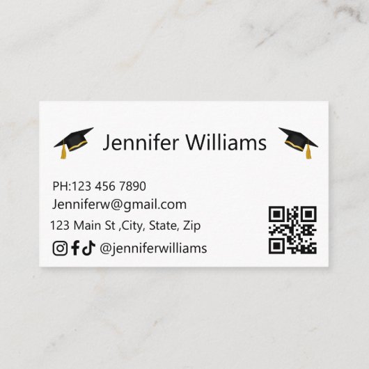 afstuderen 2025 QR Code Social Media Naam Kaart (Achterkant)
