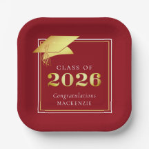 Afstuderen 2025 Red Faux Metallic Gold