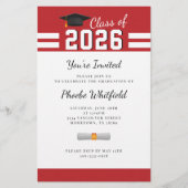 Afstuderen 2025 Red White Graduation Party Briefpapier (Voorkant)