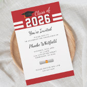 Afstuderen 2025 Red White Graduation Party Briefpapier
